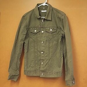 White Line Idun Size L Olive Green Denim Jacket